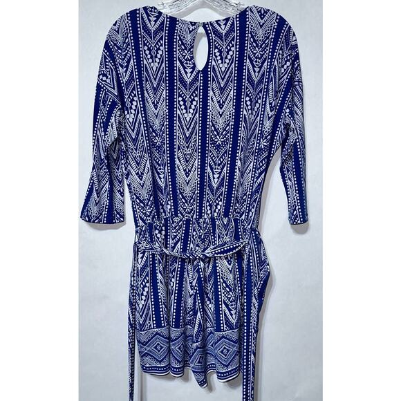 Market & Spruce Blue/White‎ Batik Print Romper Size S - Picture 2 of 5